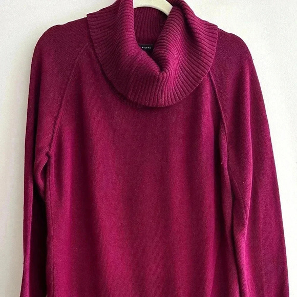 Jeanne Pierre Cowl Neck Solid Knit Sweater, Berry/Purple, Size Large - Picture 1 of 16